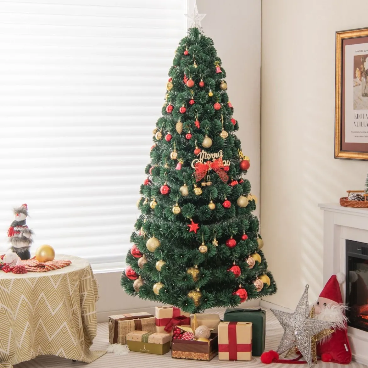 180 cm Künstlicher Weihnachtsbaum mit 8 Beleuchtungsmodi Christbaum in Glasfaseroptik