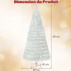 120 / 150 / 180 / 210cm Künstlicher Weihnachtsbaum mit Bunten LED-Lichtern & Glasfaser & Sternspitze Weiß