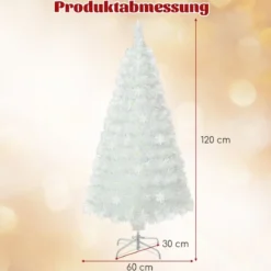 120 / 150 / 180 / 210cm Künstlicher Weihnachtsbaum mit Bunten LED-Lichtern & Glasfaser & Sternspitze Weiß