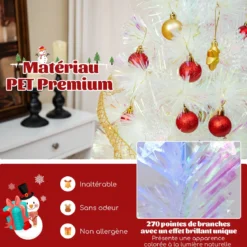 120 / 150 / 180 / 210cm Künstlicher Weihnachtsbaum mit Bunten LED-Lichtern & Glasfaser & Sternspitze Weiß