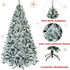 225cm Künstlicher Weihnachtsbaum Schnee Tannenbaum Metallständer Christbaum