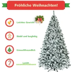 225cm Künstlicher Weihnachtsbaum Schnee Tannenbaum Metallständer Christbaum