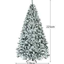 225cm Künstlicher Weihnachtsbaum Schnee Tannenbaum Metallständer Christbaum