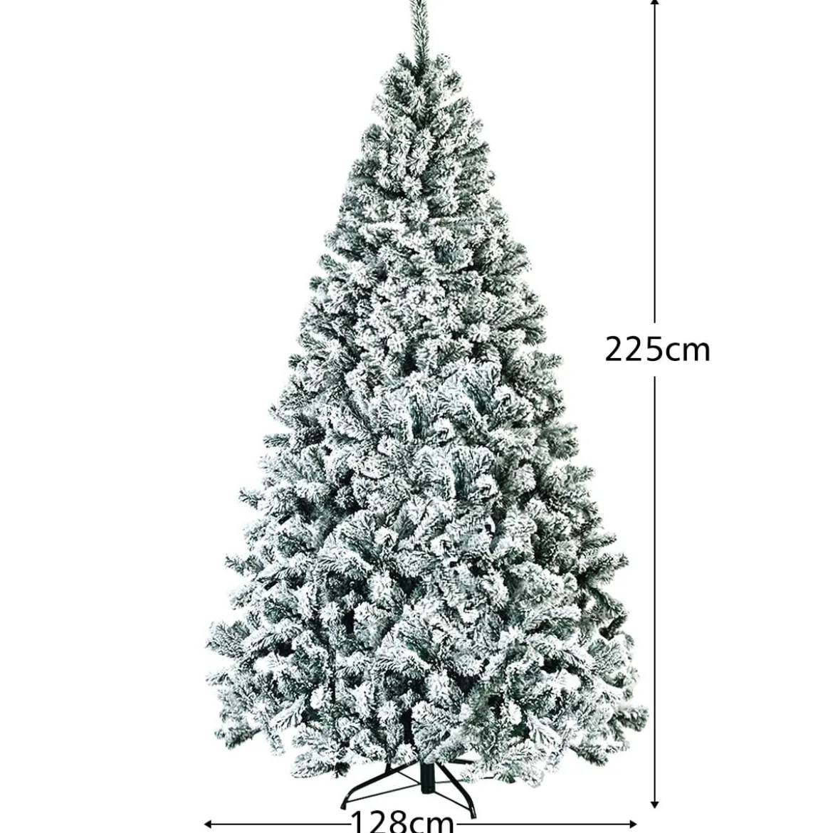 225cm Künstlicher Weihnachtsbaum Schnee Tannenbaum Metallständer Christbaum
