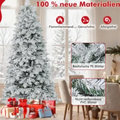 210 cm Künstlicher Weihnachtsbaum schneebedeckter Weihnachtsbaum vormontierter klappbarer Tannenbaum Grün