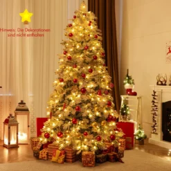 210 cm Künstlicher Weihnachtsbaum schneebedeckter Weihnachtsbaum vormontierter klappbarer Tannenbaum Grün