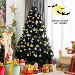 180 cm künstlicher Weihnachtsbaum Christbaum Tannenbaum für Zuhause Schwarz