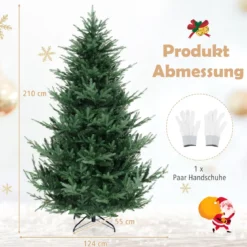 210 cm Künstlicher Weihnachtsbaum mit 340 Warmweißen LED Lichtern Tannenbaum