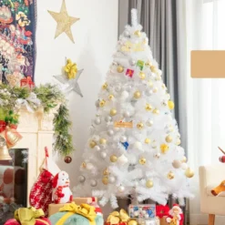 180 cm Künstlicher Weihnachtsbaum weiß Tannenbaum mit Metallständer