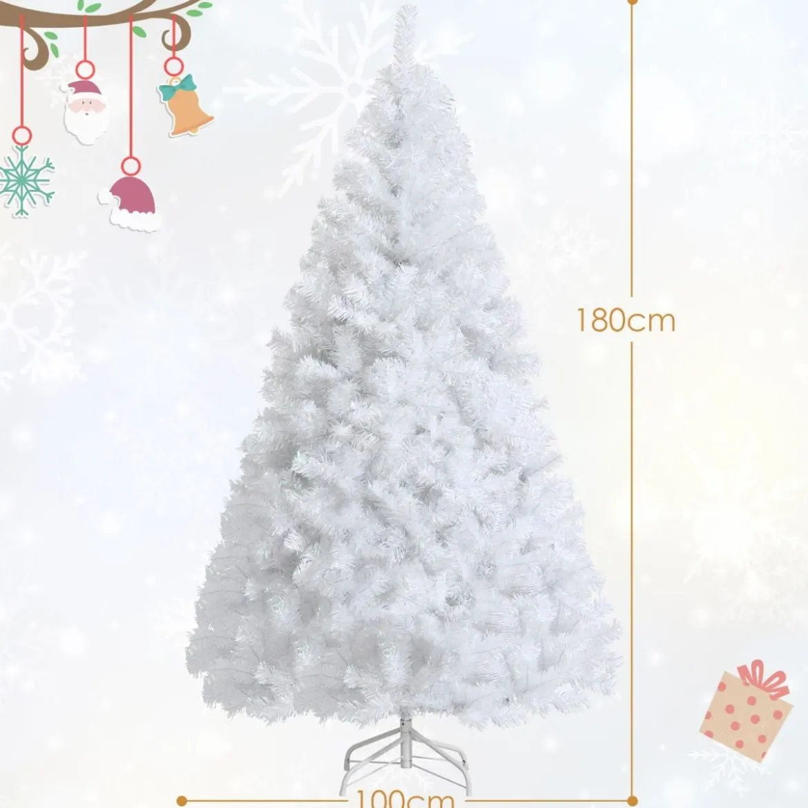180 cm Künstlicher Weihnachtsbaum weiß Tannenbaum mit Metallständer