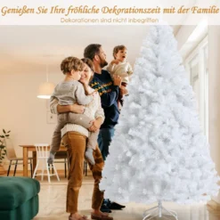 180 cm Künstlicher Weihnachtsbaum weiß Tannenbaum mit Metallständer