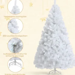 180 cm Künstlicher Weihnachtsbaum weiß Tannenbaum mit Metallständer