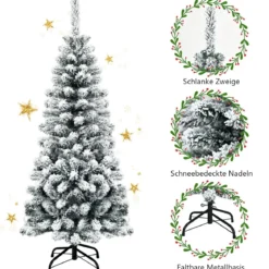 140 cm Künstlicher Weihnachtsbaum schneebedeckter Klappkieferbaum mit Premium-PVC-Nadeln