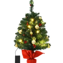 60cm Künstlicher Weihnachtsbaum mit 15 LED-Leuchten Tannenbaum Christbaum Grün