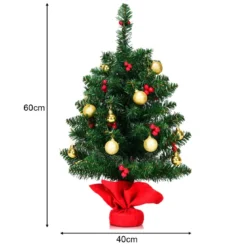 60cm Künstlicher Weihnachtsbaum mit 15 LED-Leuchten Tannenbaum Christbaum Grün