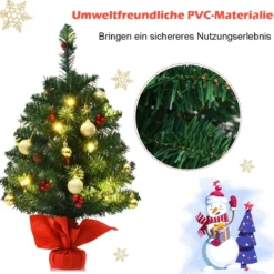 60cm Künstlicher Weihnachtsbaum mit 15 LED-Leuchten Tannenbaum Christbaum Grün
