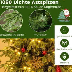 210 cm Künstlicher Weihnachtsbaum mit Beleuchtung Tannenbaum Christbaum Grün