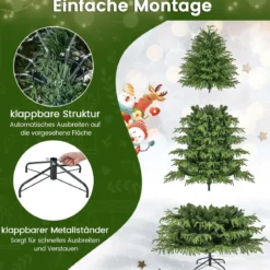 210 cm Künstlicher Weihnachtsbaum mit Beleuchtung Tannenbaum Christbaum Grün