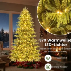 210 cm Künstlicher Weihnachtsbaum mit Beleuchtung Tannenbaum Christbaum Grün