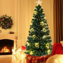 120 / 150 / 180 cm Künstlicher Weihnachtsbaum aus Glasfaser mit Beleuchtung Tannenbaum