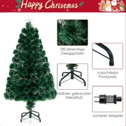 120 / 150 / 180 cm Künstlicher Weihnachtsbaum aus Glasfaser mit Beleuchtung Tannenbaum