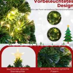 120 / 150 / 180 cm Künstlicher Weihnachtsbaum aus Glasfaser mit Beleuchtung Tannenbaum