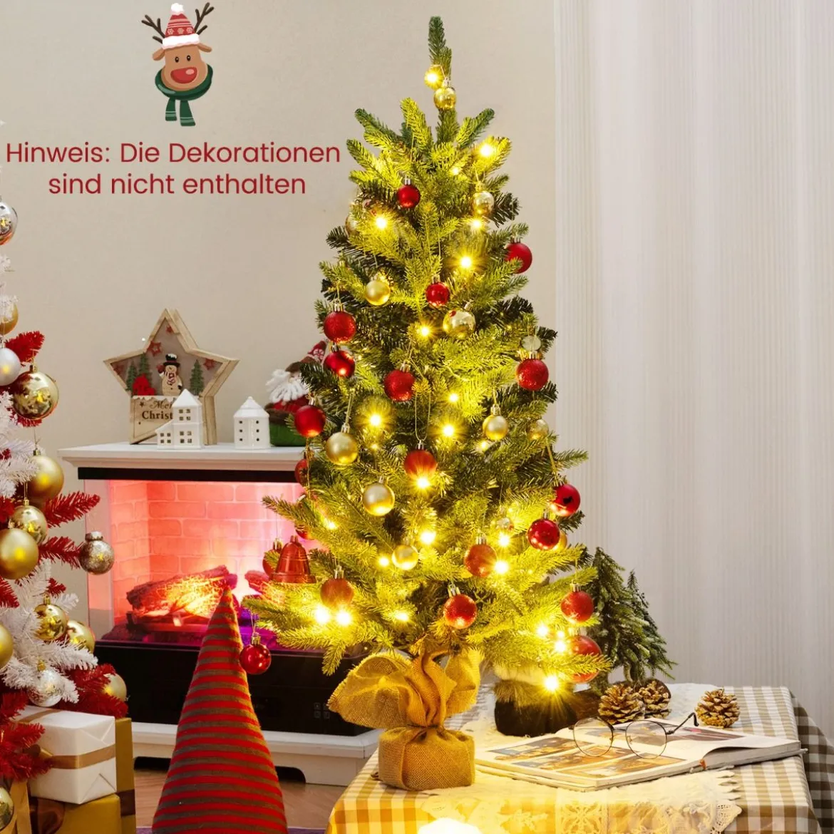 90cm Künstlicher Weihnachtsbaum mit 50 LED-Leuchten&Timer-Funktion Tannenbaum Grün