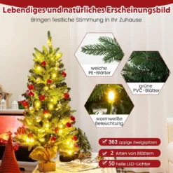 90cm Künstlicher Weihnachtsbaum mit 50 LED-Leuchten&Timer-Funktion Tannenbaum Grün