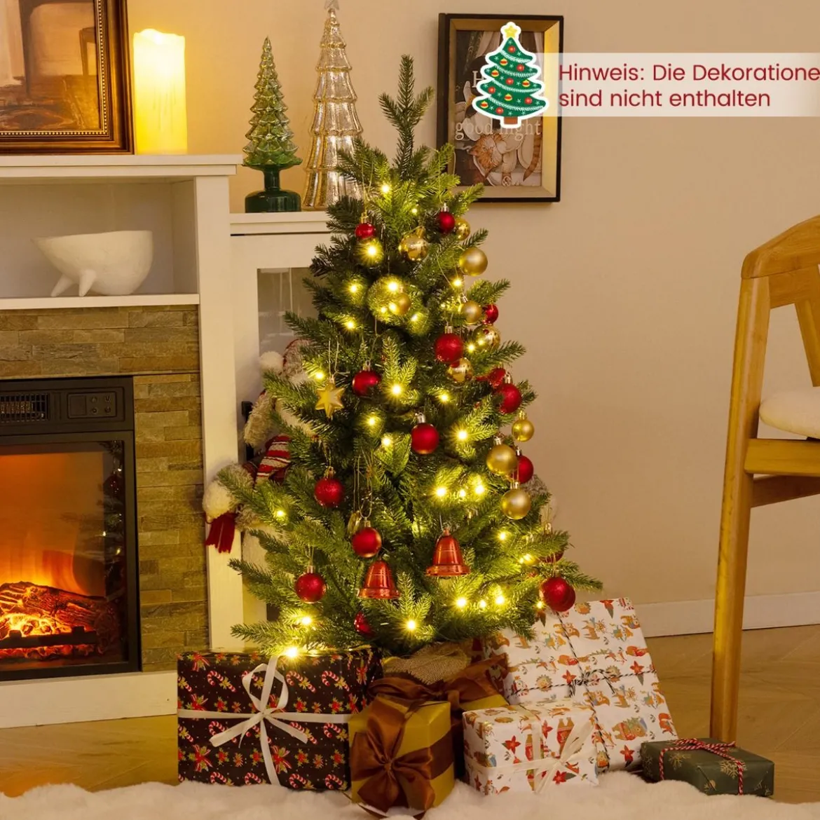 90cm Künstlicher Weihnachtsbaum mit 50 LED-Leuchten&Timer-Funktion Tannenbaum Grün
