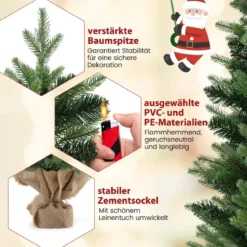 90cm Künstlicher Weihnachtsbaum mit 50 LED-Leuchten&Timer-Funktion Tannenbaum Grün