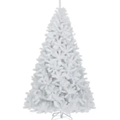 225 cm künstlicher Weihnachtsbaum mit 1749 Zweigen und klappbarer Metallständer Weiß