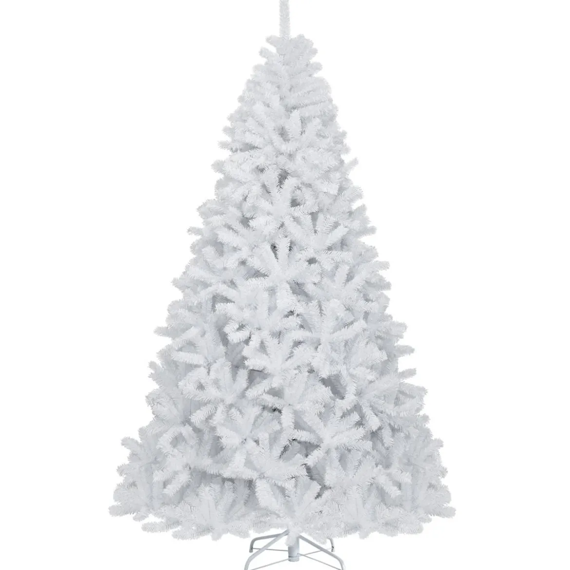 225 cm künstlicher Weihnachtsbaum mit 1749 Zweigen und klappbarer Metallständer Weiß