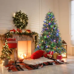 180 cm Künstlicher Weihnachtsbaum mit LEDs in Mehrfarbig & Warmweiß & 11 Lichtmodi