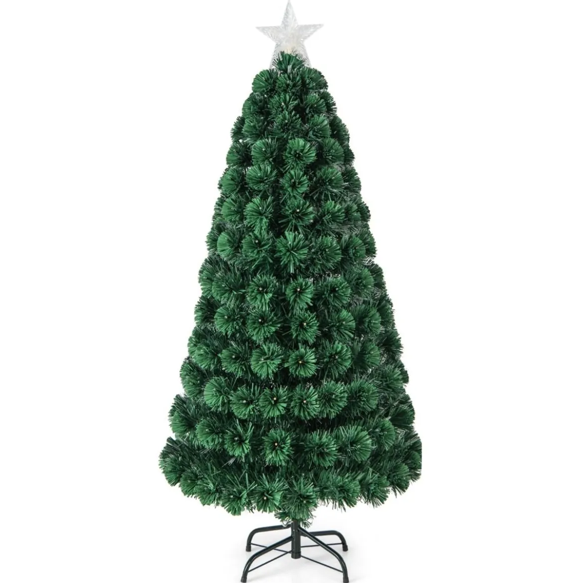 150 cm Künstlicher Weihnachtsbaum mit 8 Beleuchtungsmodi Christbaum in Glasfaseroptik