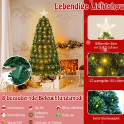 150 cm Künstlicher Weihnachtsbaum mit 8 Beleuchtungsmodi Christbaum in Glasfaseroptik