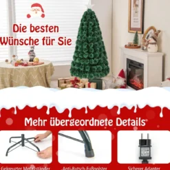 150 cm Künstlicher Weihnachtsbaum mit 8 Beleuchtungsmodi Christbaum in Glasfaseroptik