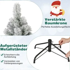 210 cm Künstlicher Weihnachtsbaum mit Beleuchtung Pop Up Tannenbaum mit 200 warmweiße LED-Lichtern & 680 Zweigspitzen