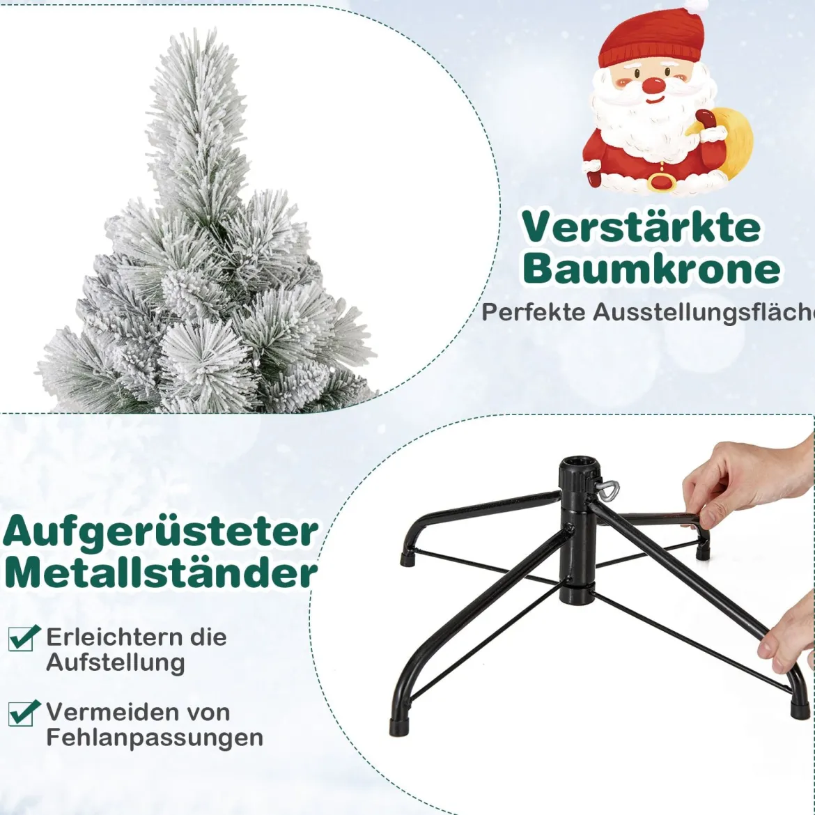 210 cm Künstlicher Weihnachtsbaum mit Beleuchtung Pop Up Tannenbaum mit 200 warmweiße LED-Lichtern & 680 Zweigspitzen