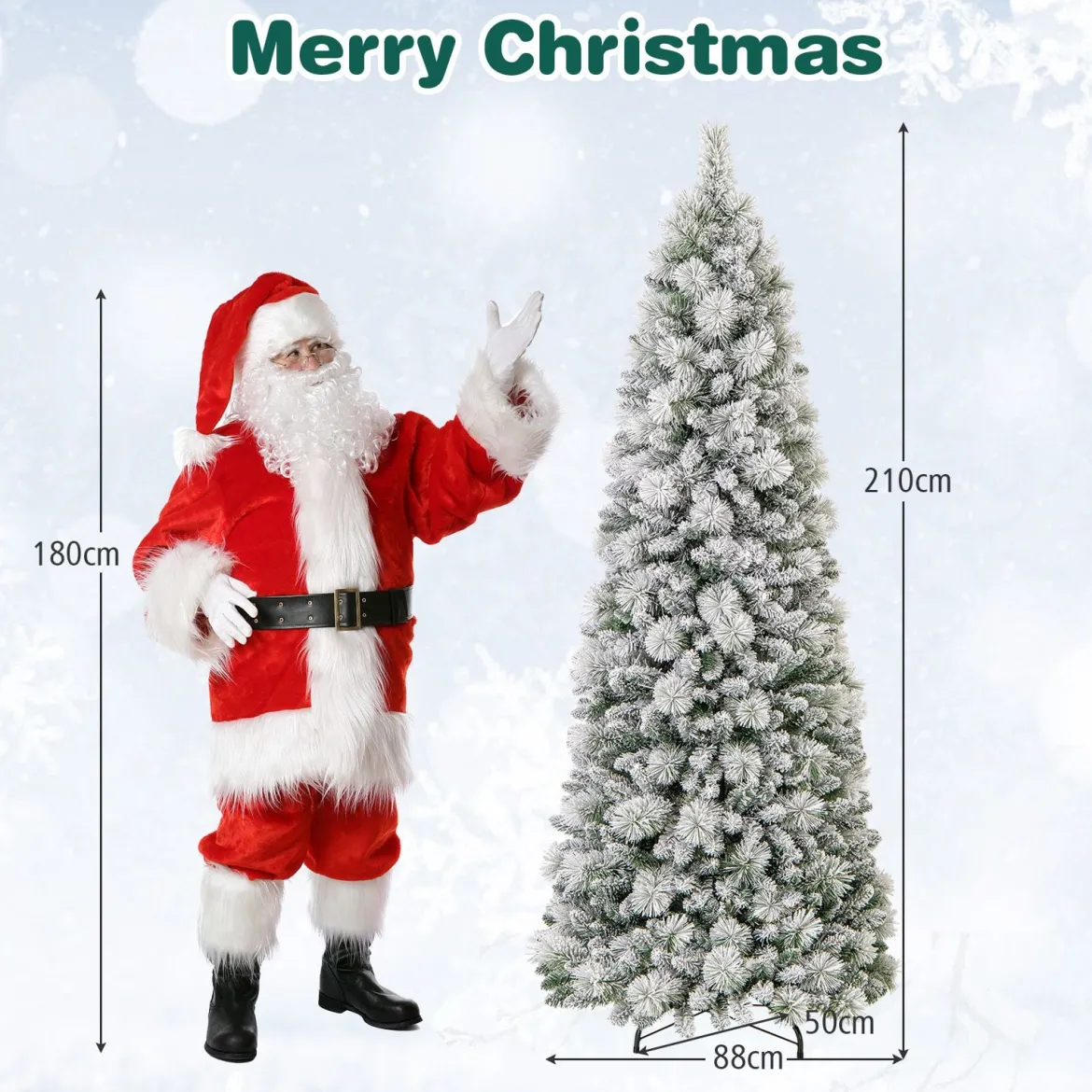 210 cm Künstlicher Weihnachtsbaum mit Beleuchtung Pop Up Tannenbaum mit 200 warmweiße LED-Lichtern & 680 Zweigspitzen