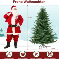 180 cm Künstlicher Weihnachtsbaum mit 8 Lichtmodi & 280 warmweißen LED-Lichtern
