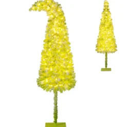 210 cm Künstlicher Weihnachtsbaum mit Beleuchtung und Schnee Tannenbaum mit biegbarer Spitze