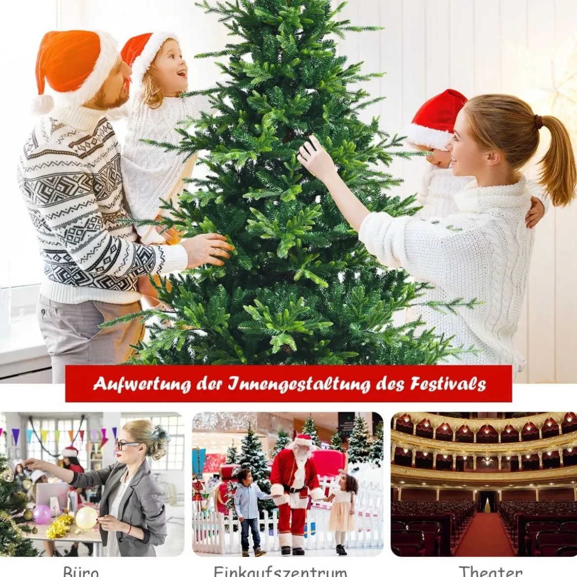 210 cm Künstlicher Weihnachtsbaum Tannenbaum mit Metallständer Kunstbaum Weihnachten Grün