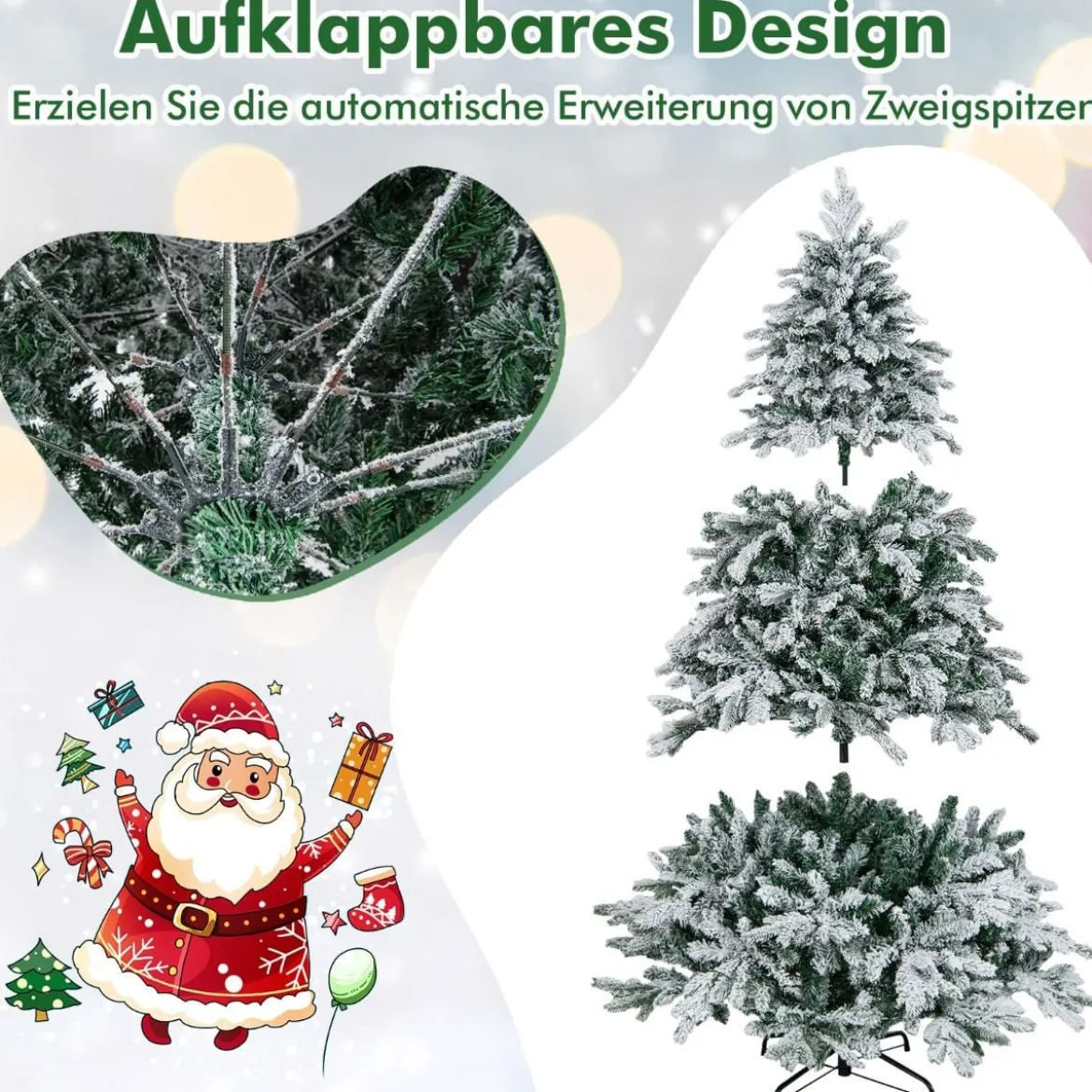 180 cm Künstlicher Weihnachtsbaum mit Beleuchtung & 260 LEDs in Warmweiß