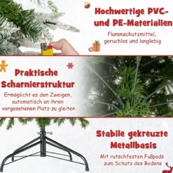 190 cm Künstlicher Weihnachtsbaum mit Beleuchtung und Schnee Kunstbaum Weihnachten für Zuhause Grün+Weiß