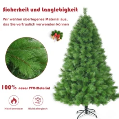 210 cm Künstlicher Weihnachtsbaum Tannenbaum mit Metallständer Weihnachten Grün