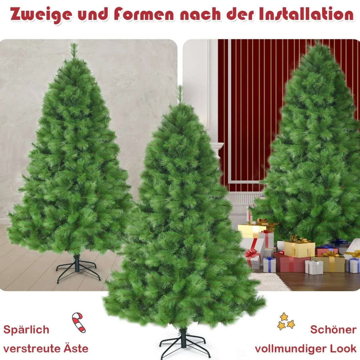 210 cm Künstlicher Weihnachtsbaum Tannenbaum mit Metallständer Weihnachten Grün