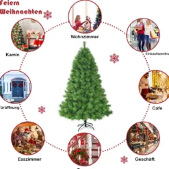 210 cm Künstlicher Weihnachtsbaum Tannenbaum mit Metallständer Weihnachten Grün