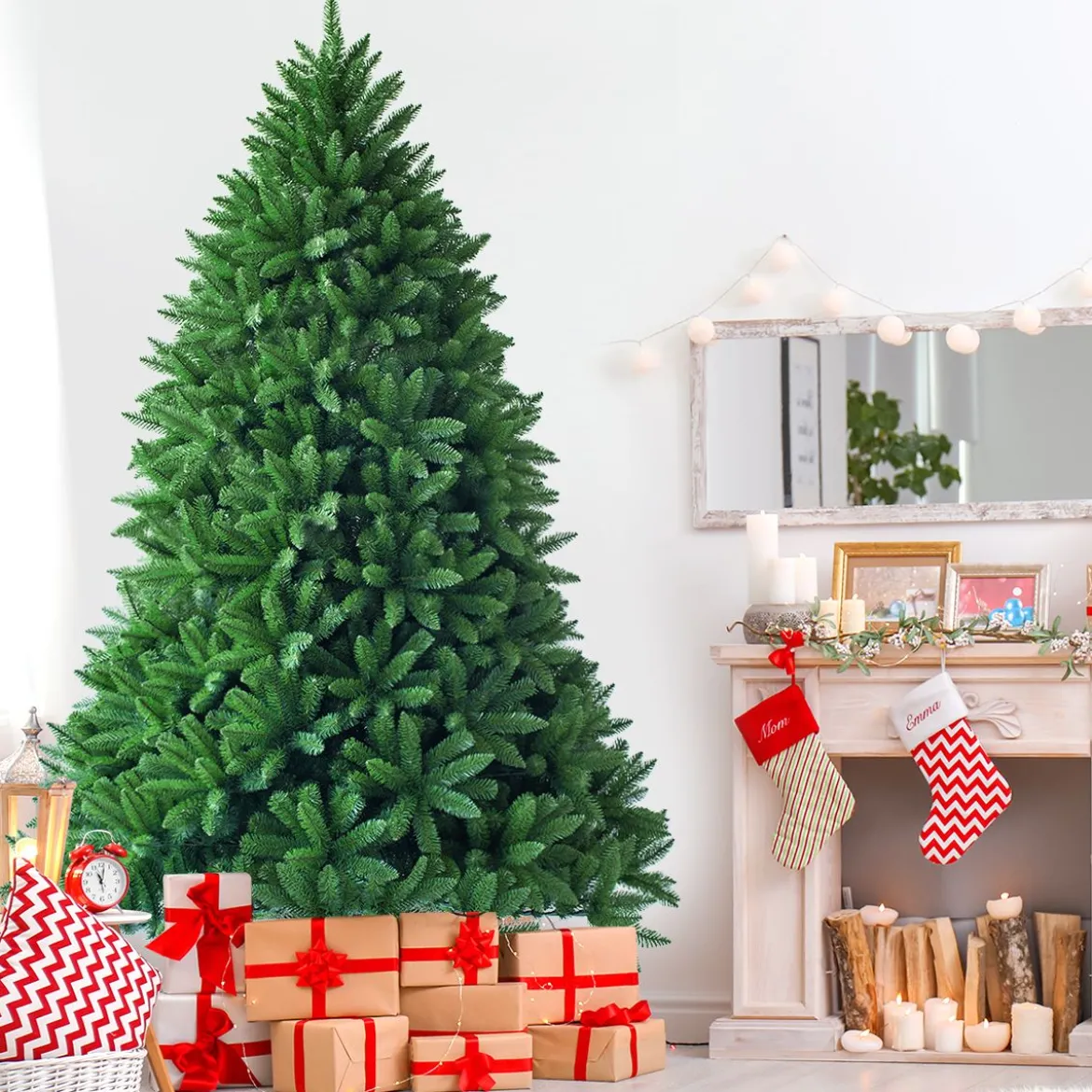 225 cm Künstlicher Weihnachtsbaum hochwertige PVC-Nadeln Christbaum Grün