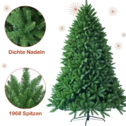 225 cm Künstlicher Weihnachtsbaum hochwertige PVC-Nadeln Christbaum Grün