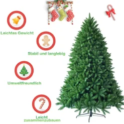 225 cm Künstlicher Weihnachtsbaum hochwertige PVC-Nadeln Christbaum Grün